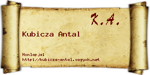 Kubicza Antal névjegykártya